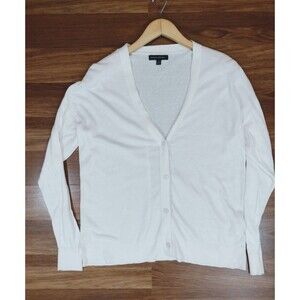Banana Republic Boyfriend Button Up Cardigan Sweater Large White Free Shipping!
